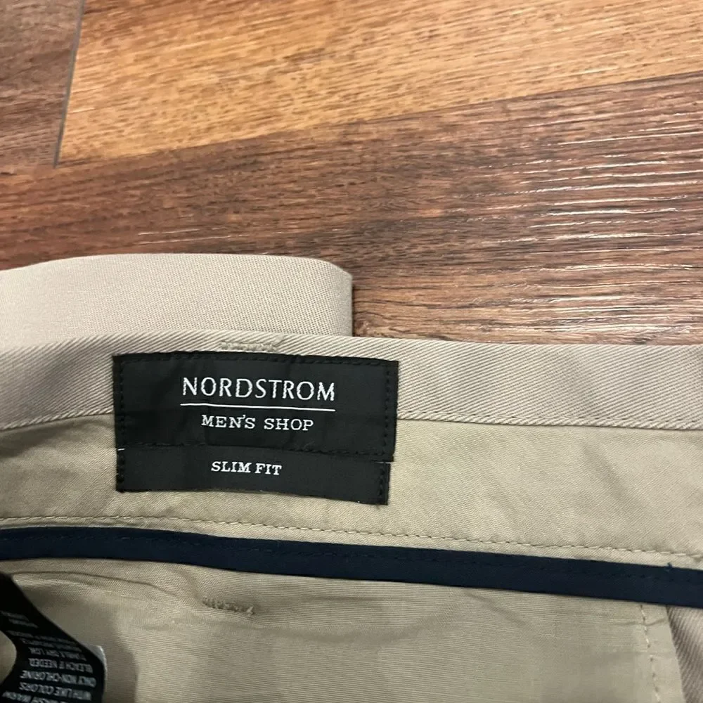 Nordstrom Mens Tan Slim Fit Trousers